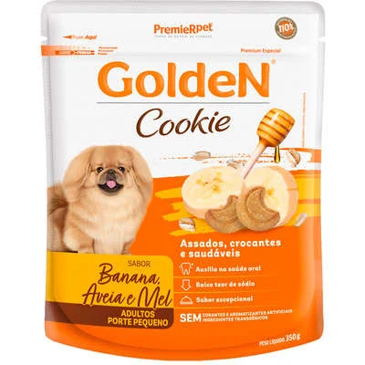 Biscoito GoldeN Cookie para Cães Adultos Porte Pequeno Sabor Banana com Aveia e Mel