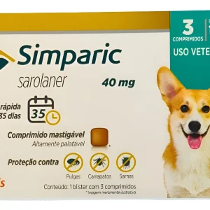 Simparic 40mg Zoetis Antipulgas E Carrapatos 10 A 20kg - 1 Comprimido