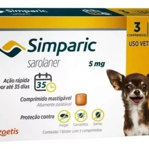 Zoetis Simparic 5mg Anti Pulgas Carrapatos Cães 1,3 A 2,5kg  1 Comprimido