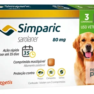 Simparic Cães De 20 A 40 Kg Com 1 Comprimido - 80 Mg