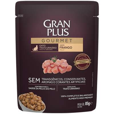 Ração Úmida GranPlus Sachê Gourmet Trato Urinário Frango para Gatos Adultos
