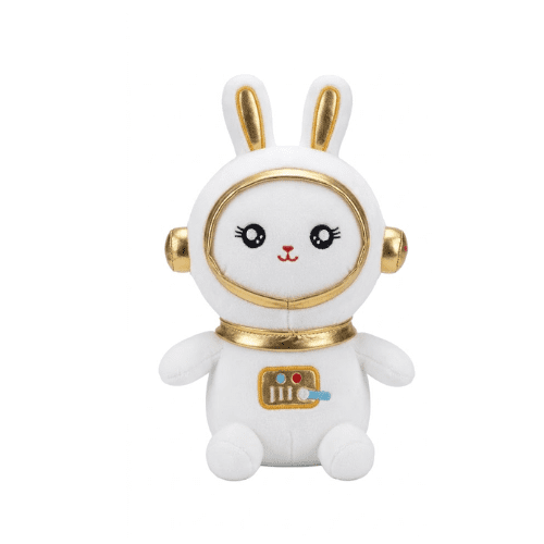 Brinquedo de Pelúcia Coelho Astronauta com Acabamento Metalizado