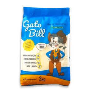 Areia Biodegradável Gato Bill 2kg Ultra Absorvente Sem Odor