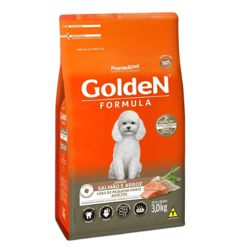 Ração Seca Golden Fórmula para Cães Adultos de Raça Pequena Salmão e Arroz 15kg