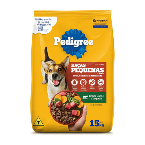 Ração Pedigree Carne e Vegetais Cães Adultos Raças Pequenas e Minis 15 kg
