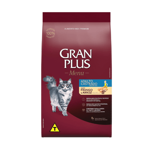 Granplus Ração Para Gatos Castrados Gran Plus Frango E Arroz 10 1Kg